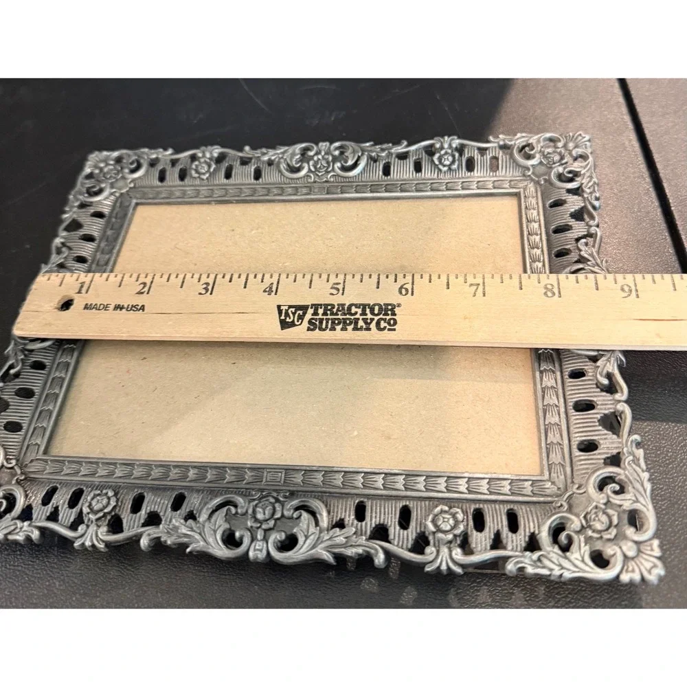 Picture Frame 4x6 Silver Ornate Victorian Filigree Rose Floral Metal